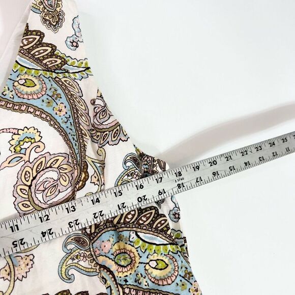 Premise Linen Blend Fit & Flare Dress Womens 10 Dream Paisley Sleeveless Zip - Picture 4 of 11